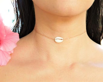 Cowrie Shell Choker Necklace, Cowrie Shell Choker, Cowrie Shell Necklace, Cowrie Choker, Cowrie Necklace, Cowrie Shell Jewelry, Gold Cowrie