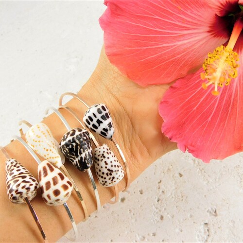 Hawaiian Shell Bangles Beach Seashell Bracelet Hawaiian Cone Etsy