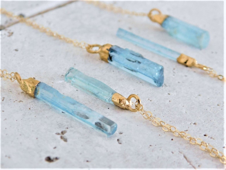 Raw Aquamarine Necklace Gold Aquamarine Necklace Aquamarine | Etsy