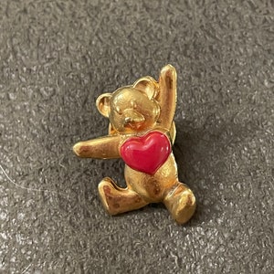 Teddy Bear Red Heart Pin/Brooch