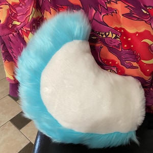 White and Aqua Nub Fursuit Tail