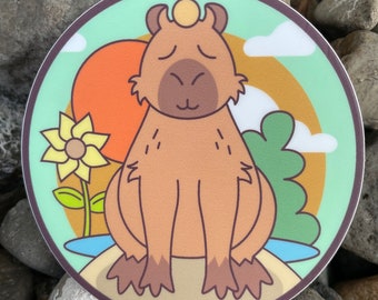 Happy Cappy Sticker -- Cute Capybara -- Positivity --- Sunny Day