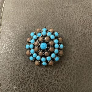 Vintage Blue Glass Victorian Style Brooch Pin