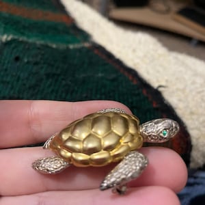 Vintage Gold Silver tone Detailed Turtle Pin