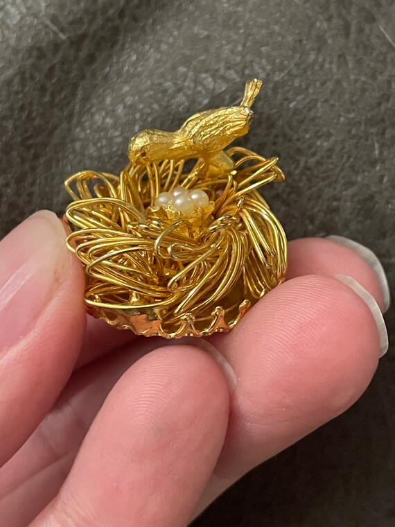 Broche Vintage Panier Nid D'oiseaux - Occasion, Bon état D'usage