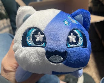 Aphmau MeeMeows Blue Celestial Moon Stars Cat Plush Stuffed Animal 2023 Kitty 6” USED Condition