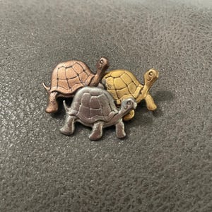 Vintage Gold, Silver and Copper Turtles Pin