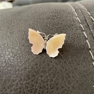 Vintage Mother Of Pearl Silver Tone Small Butterfly Brooch Pin