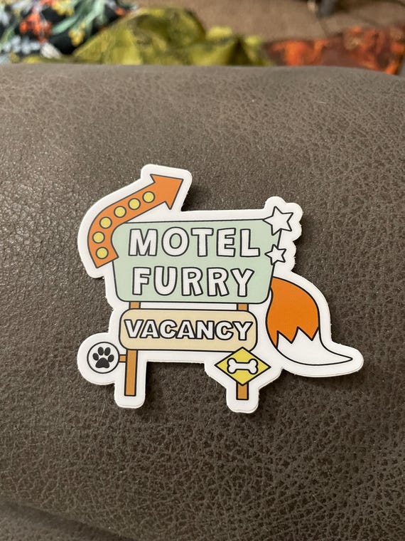 Vintage Motel Sign, Fandom, Convention, Furry Pride Sticker, Laptop Decal