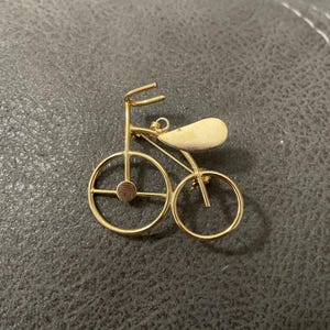 Old time Bicycle Gold Tone Pin or Bike Pendant Vintage Jewelry