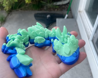 Articulated Pastel Baby RubiKuro Chibi Dragon Flexi Friend | 3D Printed PLA Plastic Figure