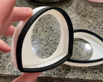 3D Printed (Wide) Follow Me Fursuit Eye Blanks -- White with Black