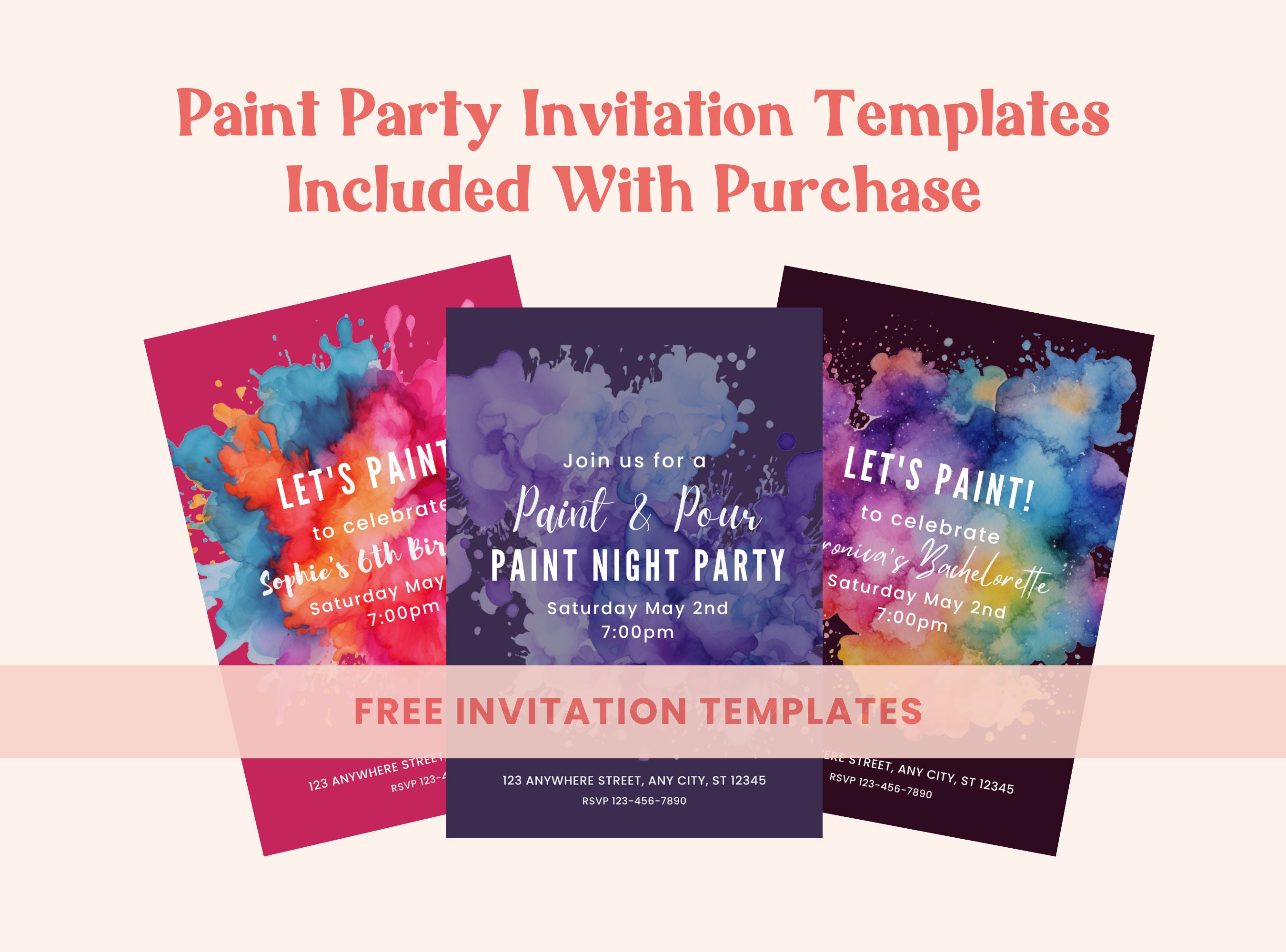 Snuggly Kittens, DIY Paint Party Template, Printable Canvas Art for ...