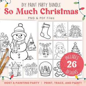 Paint Party Templates, Christmas Mega Bundle, 26 Bestseller Designs Included, Printable Canvas for Paint Party | PNG, PDF | Instant Download