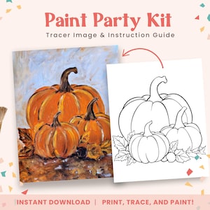 3 Pumpkins, DIY Paint Party Templates, Printable Canvas Art for Ladies Night, Autumn Sip Painting Party | PNG, PDF | Instant Download