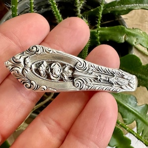 Antique Sterling Silver Barrette Antique Wedding Rose Spoon Barrette Antique Hair Clip Wedding Hair Accessory Sterling Silver Hair Jewelry