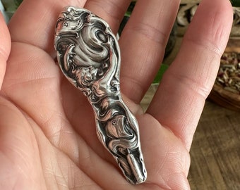 Sterling Silver Mermaid Barrette Art Nouveau Unger Bros 