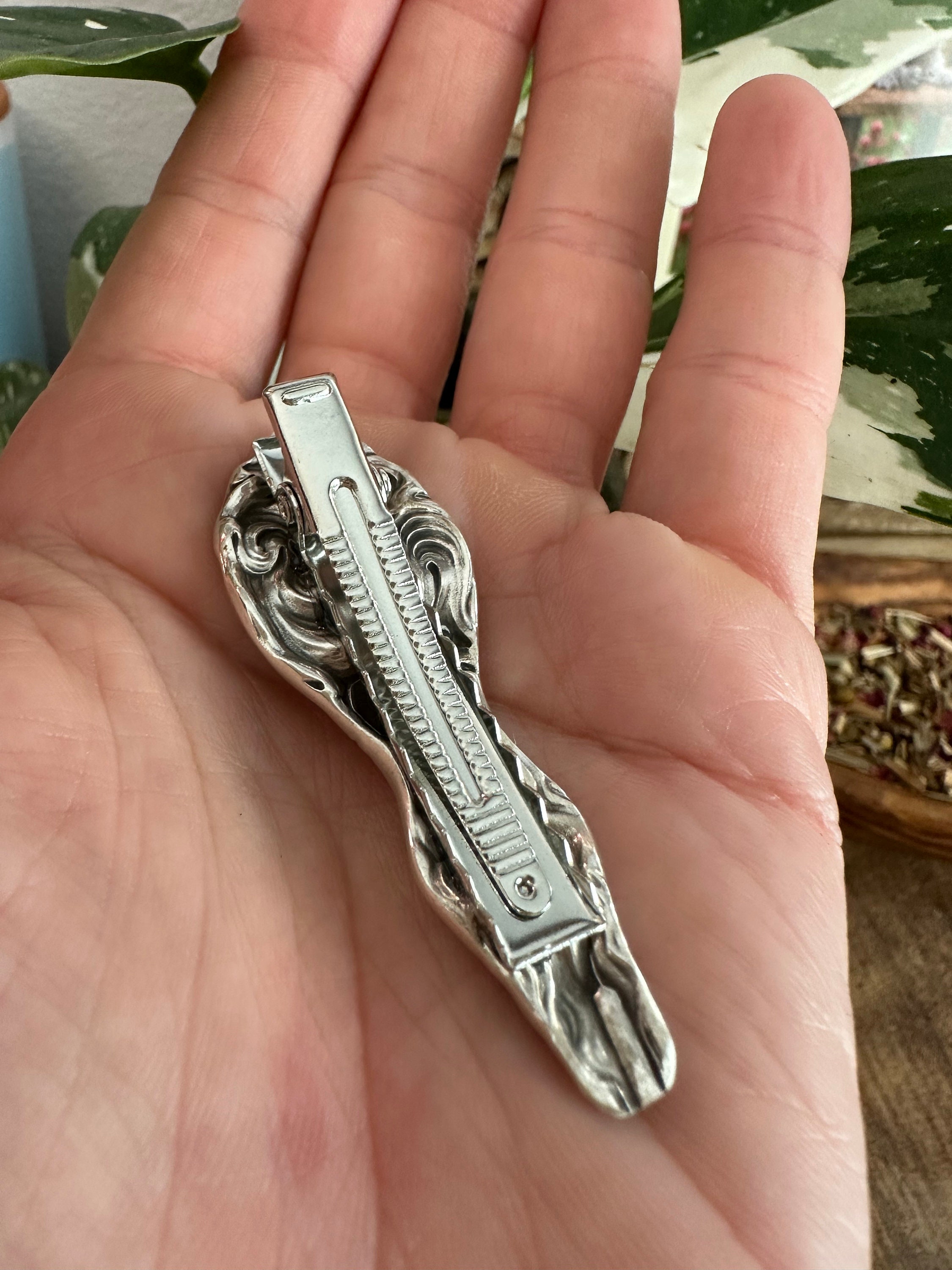 Sterling Silver Mermaid Barrette Art Nouveau Unger Bros 