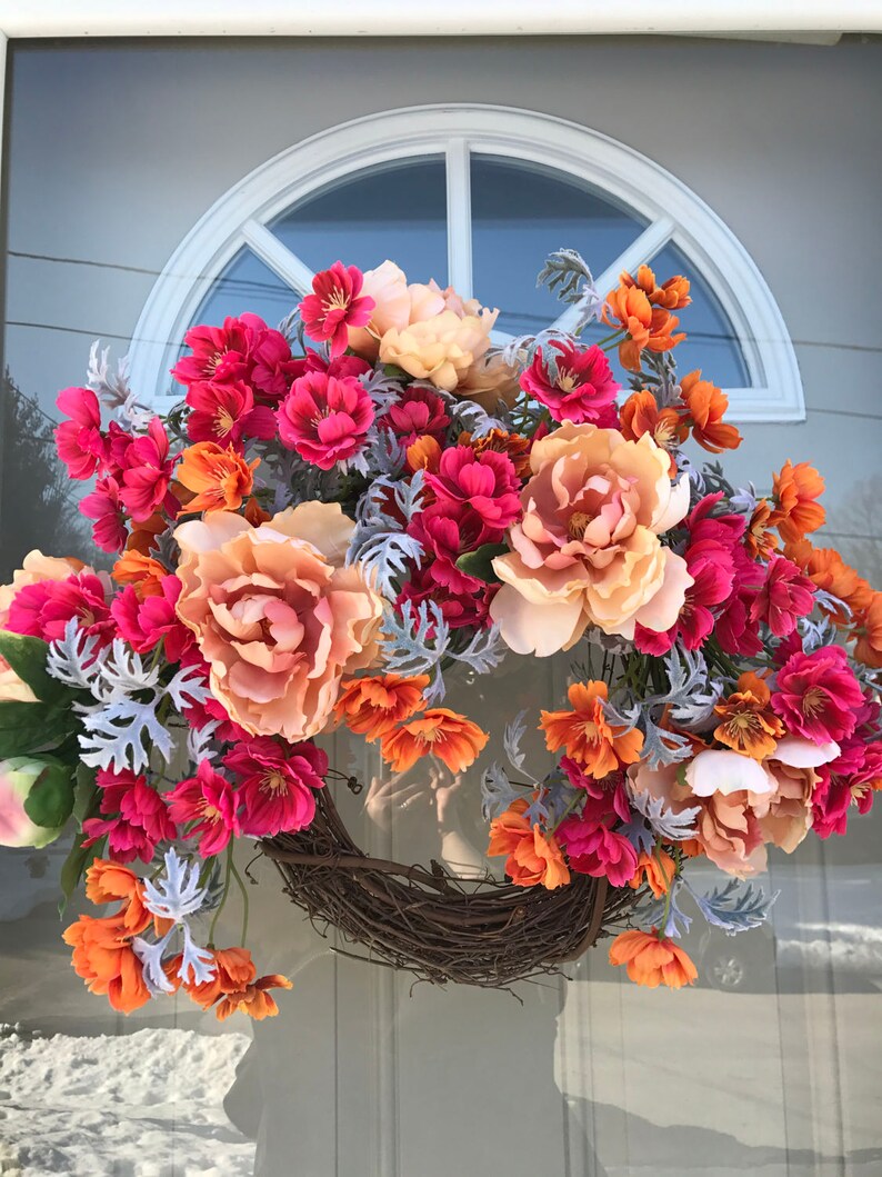 Spring Wreath Summer Flowers Bridal Shower Wreath Wedding Etsy