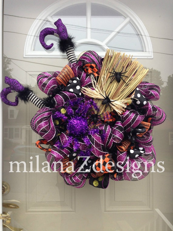 Deco Mesh Wreath, Halloween Witch