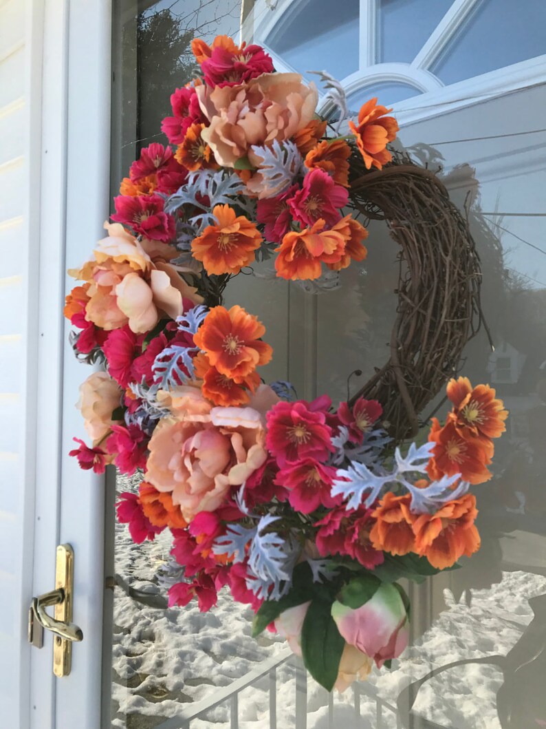Spring Wreath Summer Flowers Bridal Shower Wreath Wedding Etsy