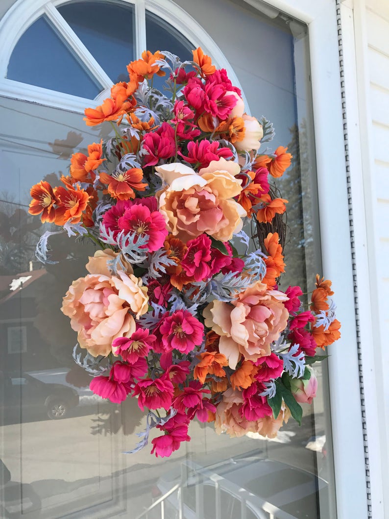 Spring Wreath Summer Flowers Bridal Shower Wreath Wedding Etsy