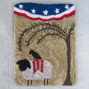 Punch Needle Pattern Sheep Willow Tree Crow Patriotic folk art Fourth of July American flag punchneedle pdf pattern image 1