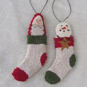 Punch Needle Pattern Stocking Ornaments Santa Snowman punchneedle pdf pattern needle punch epattern Christmas Punch Needle image 1