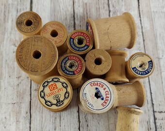 13 Vintage Empty Wooden Spools | Wood Spools