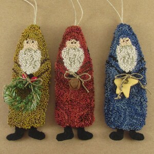 Punch Needle Pattern Primitive Santa Ornaments punchneedle pdf pattern needle punch epattern Christmas Punch Needle image 9