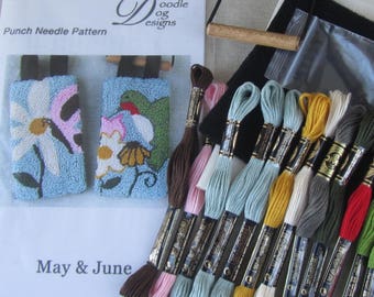 Punch Needle KIT ~ Spring Hummingbird & Butterfly Needle Punch Banners ~ Punchneedle Paper Pattern