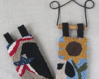 Punch Needle Pattern ~ Hanging Banners ~ Summer ~ Patriotic ~ Crow ~ Sheep ~ Sunflower ~ Punchneedle pdf pattern ~ needle punch epattern