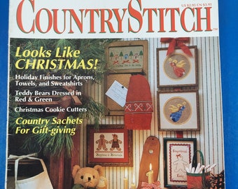 Country Stitch Cross Stitch Magazine Premier Collector's Issue - Christmas angels, welcome, gingerbread men, goose, candy canes, bears