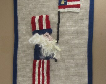 Hooked Rug Pattern for Patriotic Uncle Sam with American Flag ~ Full Size Pattern ~ Paper ~ Red Dot Pattern ~ Rug Hooking Pattern ~ mailed