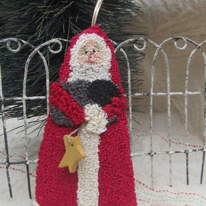 Punch Needle Pattern Santa with Sheep Ornament Christmas Santa Ornament Punchneedle pdf pattern needle punch epattern image 1