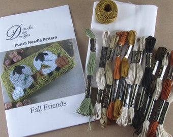 Primitive Sheep Punch Needle Kit: Fall Banner Pattern