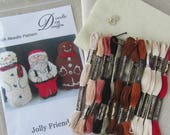 Punch Needle KIT Christmas Santa Snowman Gingerbread Man PunchNeedle pattern - Folk Art - complete needle punch kit - primitive