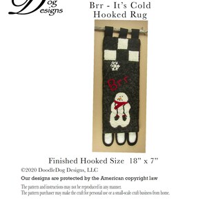 Hooked Rug Pattern for Winter Snowman Full Size Instant Download Digital Pattern Rug Hooking Pattern pdf pattern image 2