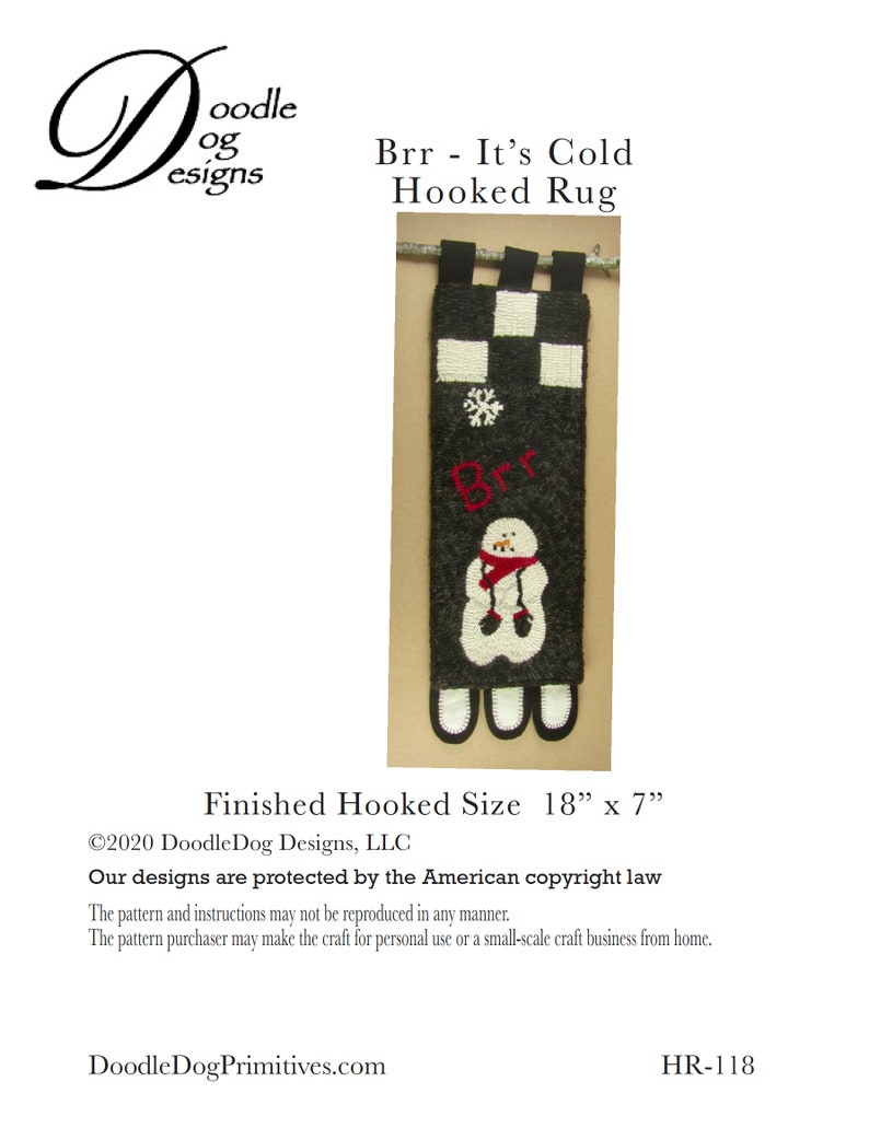 Hooked Rug Pattern for Winter Snowman Full Size Instant Download Digital Pattern Rug Hooking Pattern pdf pattern image 2