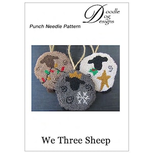 Punch Needle Pattern Sheep Ornaments Needle Punch pattern Punch Needle Embroidery PDF Instant Download Christmas punch needle image 2