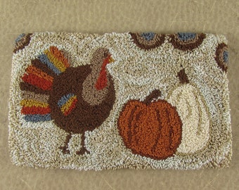 Punch Needle Pattern ~ Thanksgiving Turkey with Pumpkins ~ Punchneedle pdf Pattern ~ Needle Punch Epattern