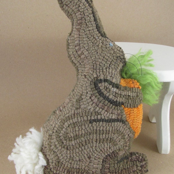 Hooked Rug Pattern - Bunny Rabbit Pillow ~ Instant Download ~ Digital Pattern ~ Rug Hooking Pattern ~ pdf pattern ~ carrot