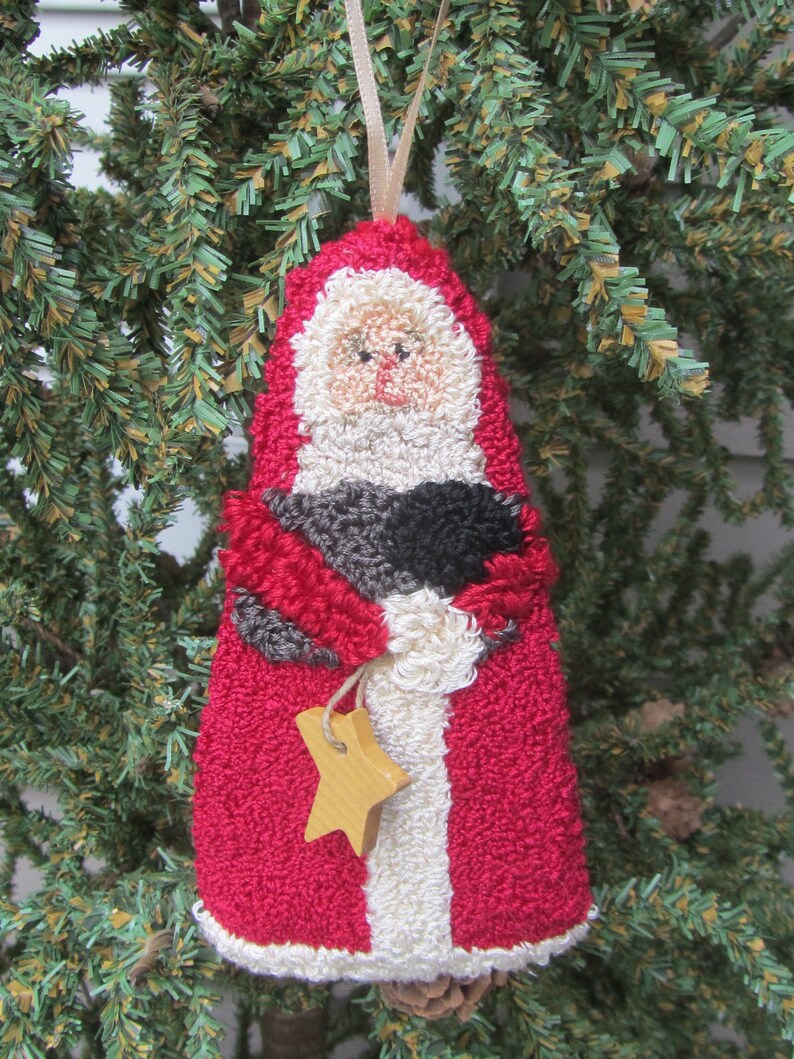 Punch Needle Pattern Santa with Sheep Ornament Christmas Santa Ornament Punchneedle pdf pattern needle punch epattern image 2