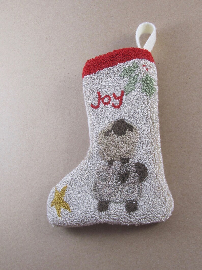 Punch Needle Pattern Christmas stocking with sheep Etsy