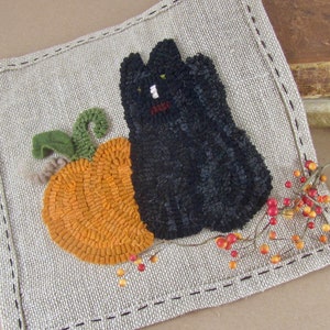 Patrón de alfombra con gancho para gato negro y calabaza ~ Patrón de tamaño completo ~ Descarga instantánea ~ Patrón digital ~ Patrón de enganche de alfombra ~ patrón pdf