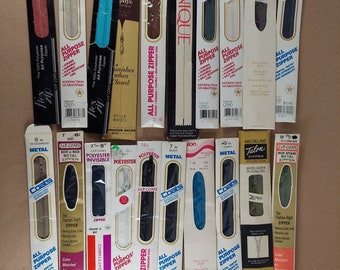 20 Vintage Sewing Zippers | Sewing Notions | Various Colors, Makes, and Lengths