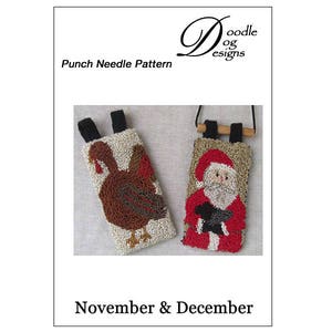 Punch Needle Pattern Hanging Banners Thanksgiving Christmas Punchneedle pdf pattern needle punch epattern Turkey Santa Sheep image 2