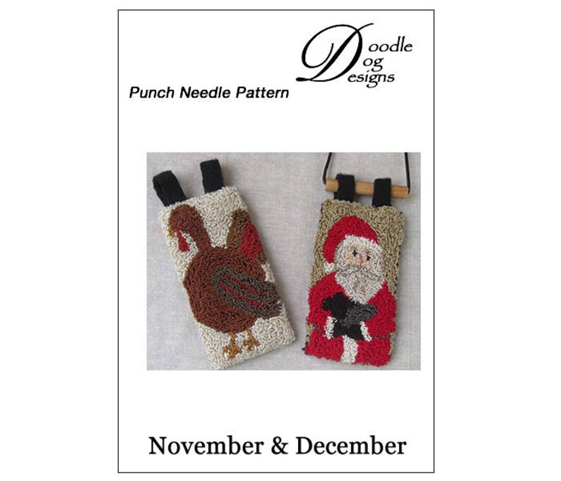 Punch Needle Pattern Hanging Banners Thanksgiving Christmas Punchneedle pdf pattern needle punch epattern Turkey Santa Sheep image 2