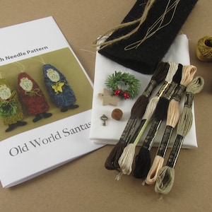 Primitive Santa Ornaments Punch Needle Kit: Christmas Pattern