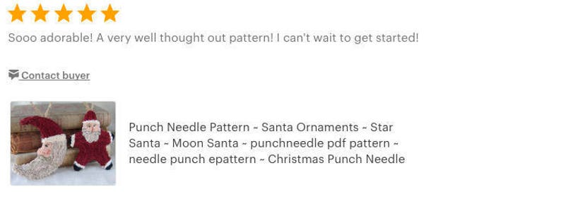 May include: Image of two Christmas ornaments: a Santa Claus and a crescent moon Santa. The Santa ornament is red with a white beard and hat. The moon Santa is beige with a red hat. The ornaments are part of a punch needle pattern.